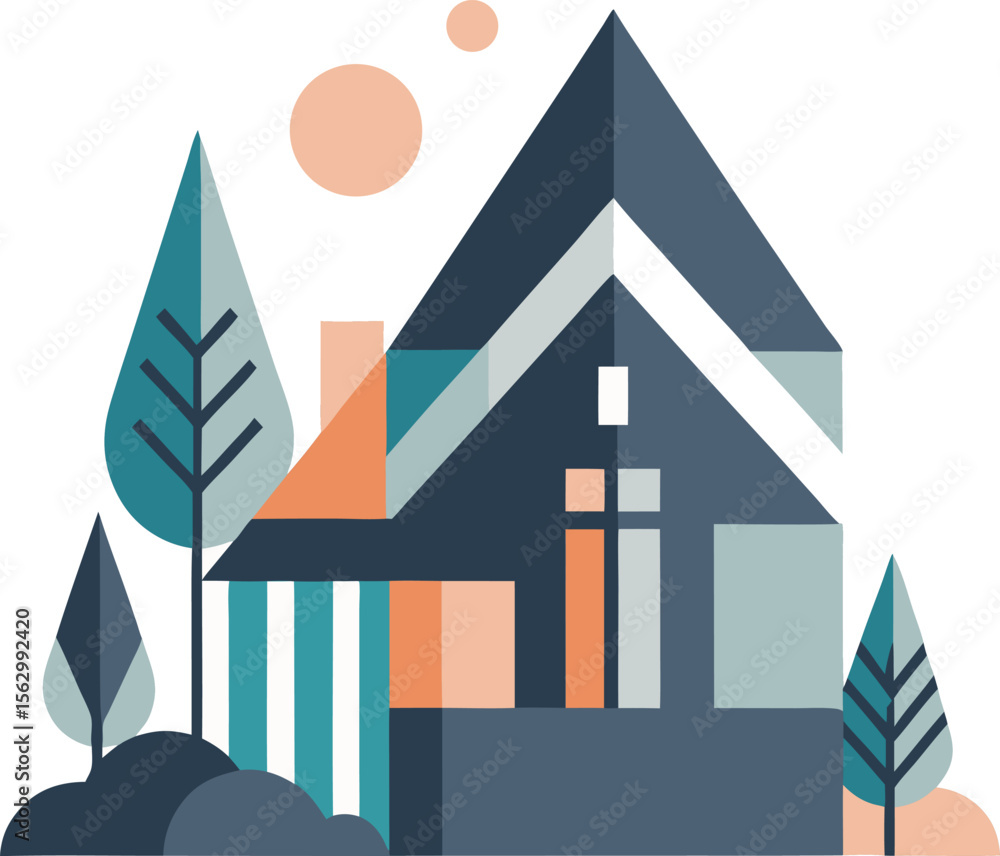 Obraz premium Modern Triangular Home Design Vector
