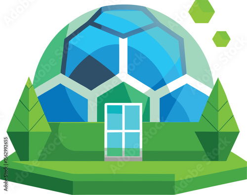 Geometric Glass Greenhouse Dome Vector