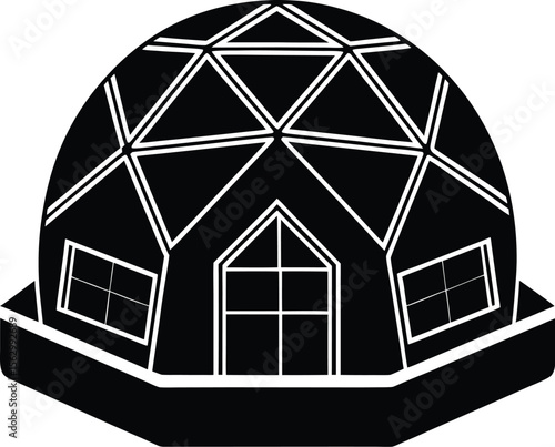 Black Geodesic Dome House Vector