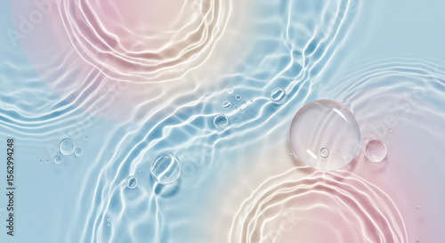 水の波紋が広がるパステル色の背景素材