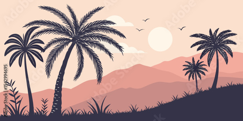 palm trees on sunset