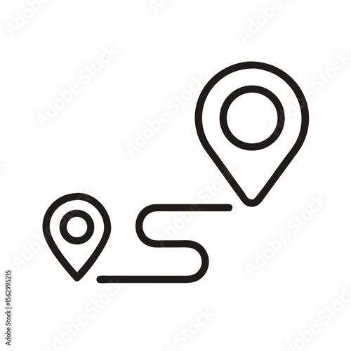 we moved icon in line style with pin location. concept delivery or transfer vector illustration isolated on white background, ecommerce business concept