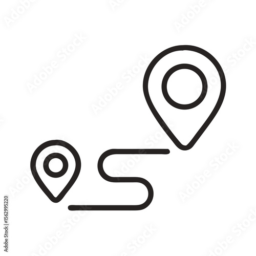we moved icon in line style with pin location. concept delivery or transfer vector illustration isolated on white background, ecommerce business concept