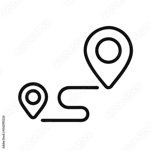 we moved icon in line style with pin location. concept delivery or transfer vector illustration isolated on white background, ecommerce business concept