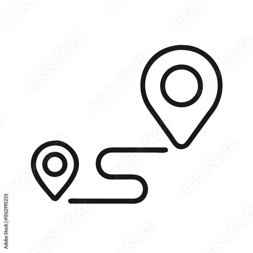 we moved icon in line style with pin location. concept delivery or transfer vector illustration isolated on white background, ecommerce business concept