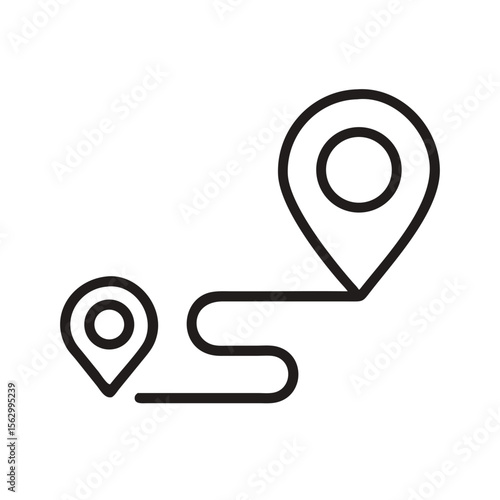 we moved icon in line style with pin location. concept delivery or transfer vector illustration isolated on white background, ecommerce business concept