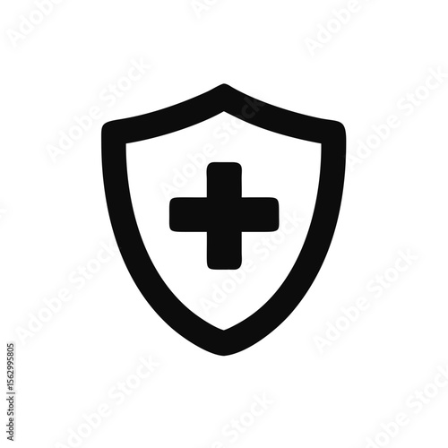Medical health protection shield icon with cross. Healthcare medicine protect business concept, vector illustration