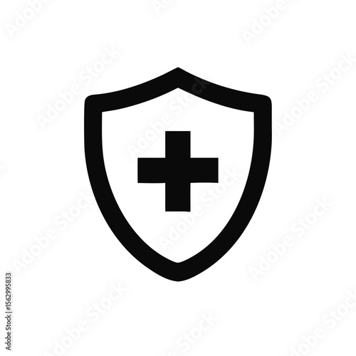 Medical health protection shield icon with cross. Healthcare medicine protect business concept, vector illustration