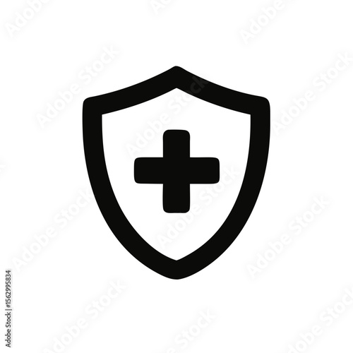Medical health protection shield icon with cross. Healthcare medicine protect business concept, vector illustration