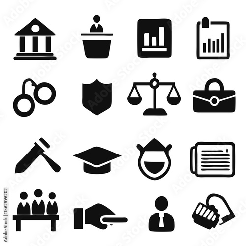 law, legal and justice icon set vector Illustration