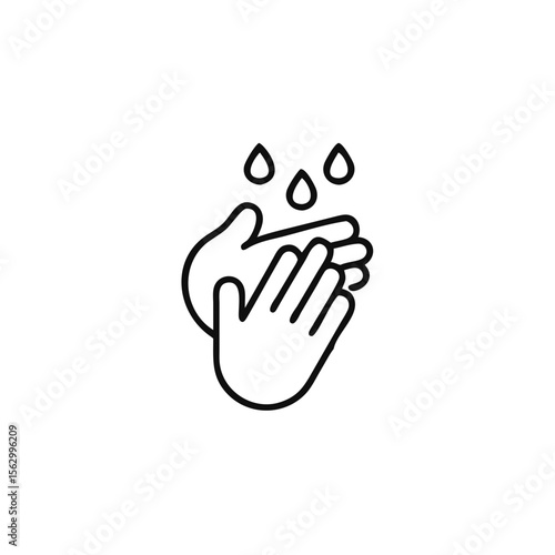 Hand wash icon in line style, Clean hands symbol, icon for websites and print