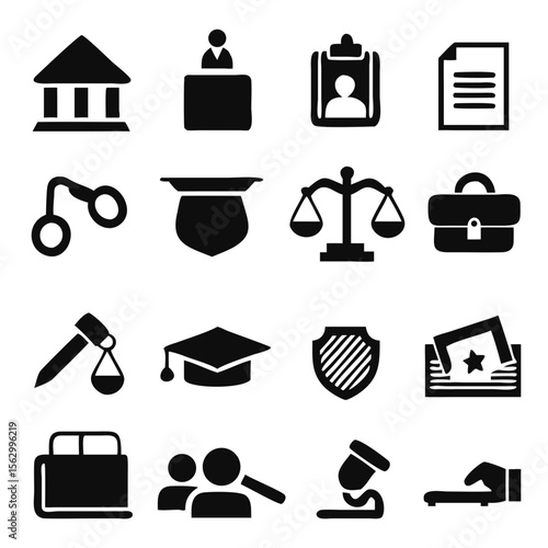 law, legal and justice icon set vector Illustration