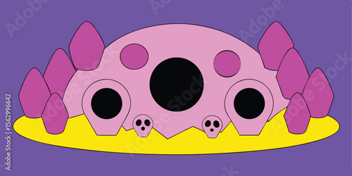 Whimsical Pink Creature Illustration A Playful Design Featuring Unique Shapes and Colors