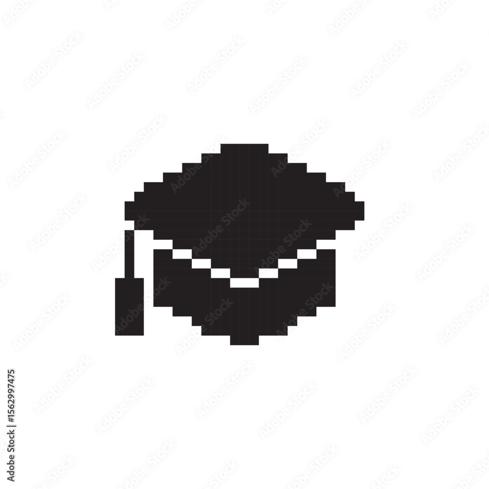 Fototapeta premium graduation gown icon pixel art, vector illustration on isolated background.