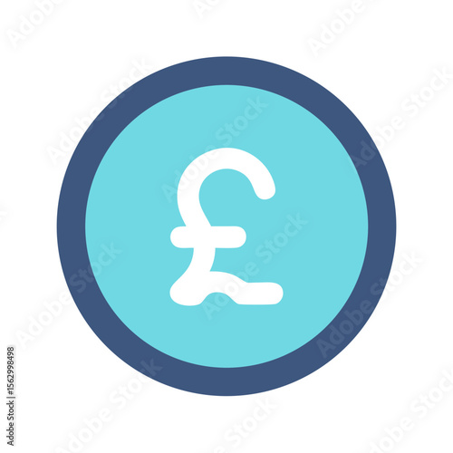 Minimalist pound currency symbol icon on colorful round button
