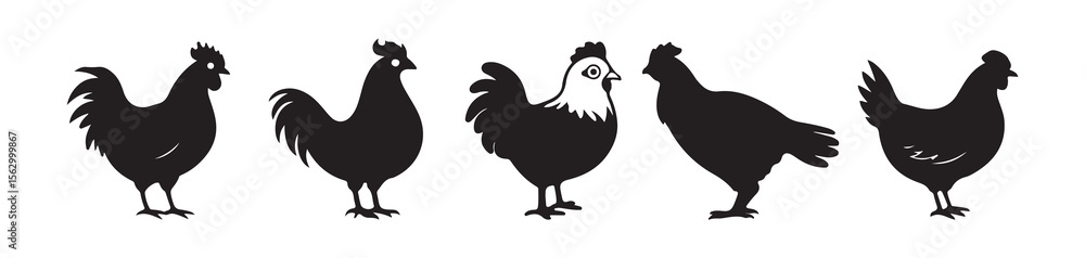 Rooster and Hen Silhouettes – Livestock Clipart Collection Rooster and Hen Silhouettes – Livestock Clipart Collection