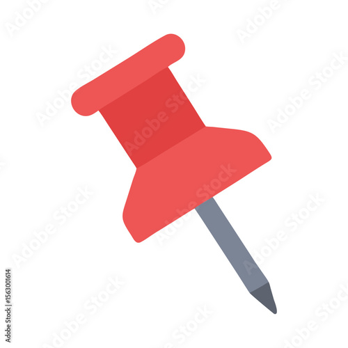 Red push pin illustration on black background, close-up view