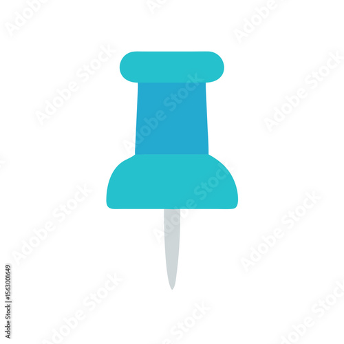 Flat illustration of a blue pushpin isolated on black