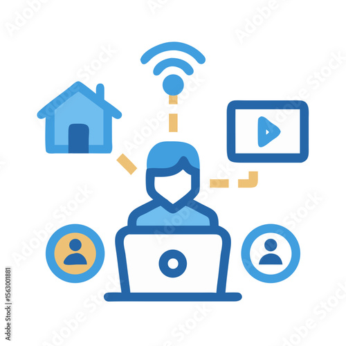 Icon of remote work and digital connectivity concept
