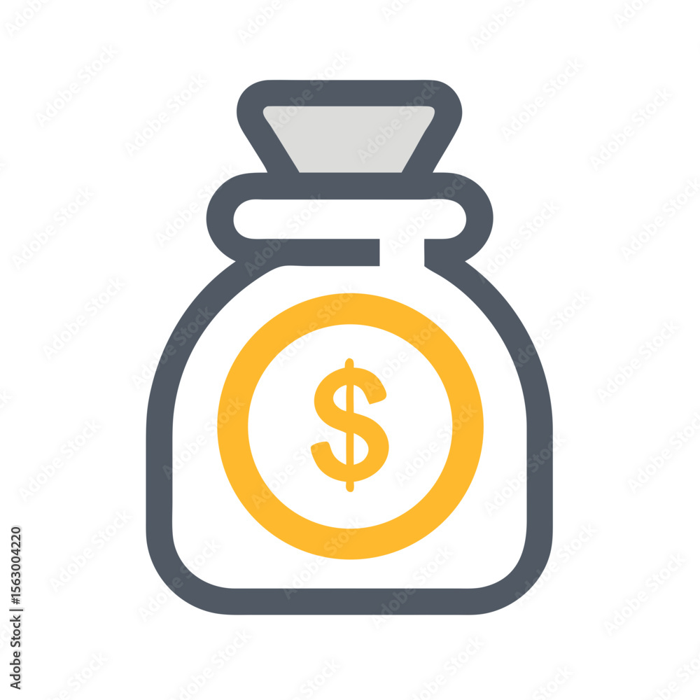 Money bag graphic icon representing business finance savings Money bag graphic icon representing business finance savings