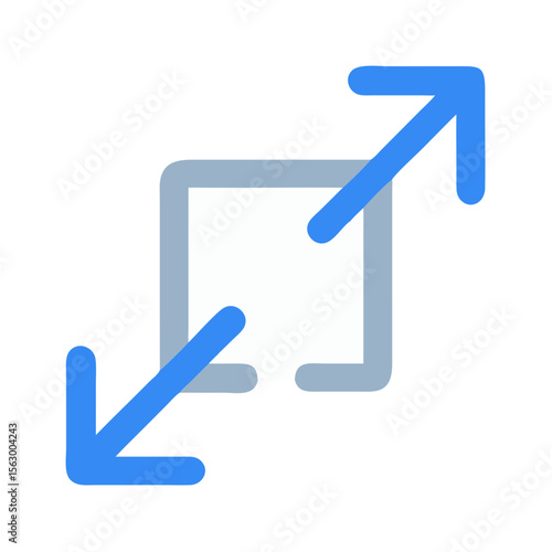Resize icon with expanding arrows on black background
