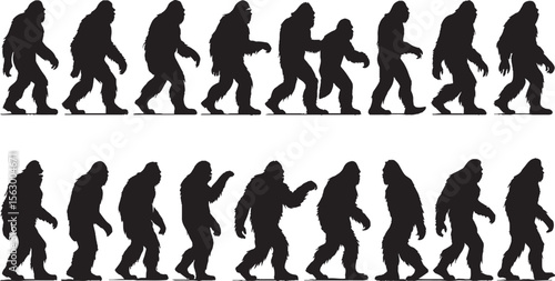 Bigfoot walking progression silhouettes sasquatch