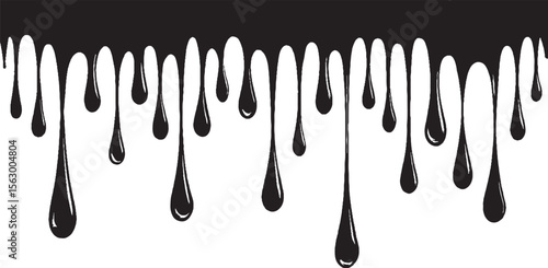 Black liquid drips on white background drops viscous