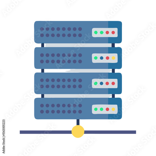 Illustration of four server racks in a flat style