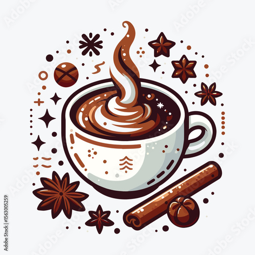Warm chocolate drink with cinnamon and star anise hot chocolate