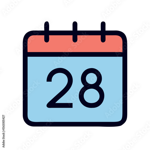 Calendar icon of the twenty eighth in pastel colors