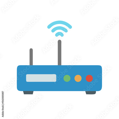 Stylish router illustration with wireless signal and colored indicators