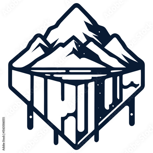 Dark blue mountain landscape with dripping effect nature