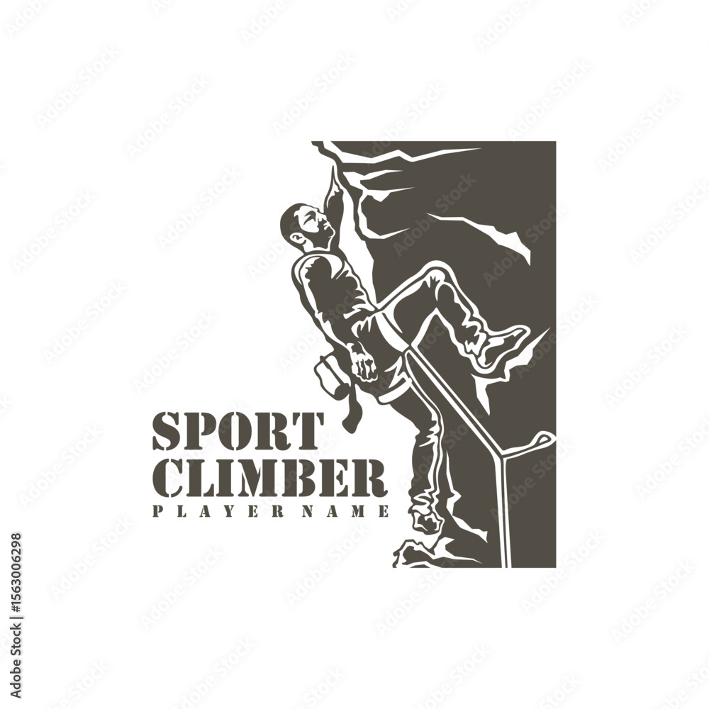 Fototapeta premium Climber logo design vector. Silhouette Climber Template Illustration. Icon Symbol
