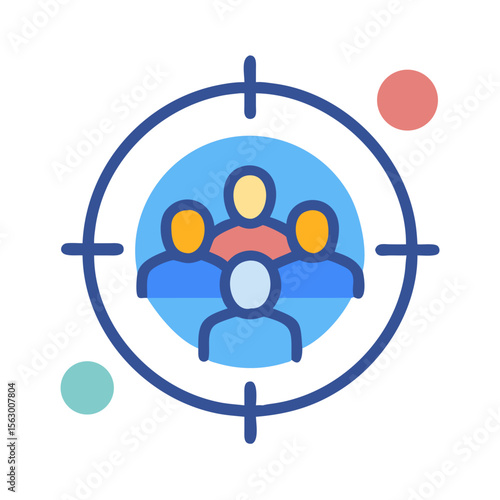 Targeting audience concept with people icons and crosshairs