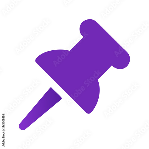 Purple push pin flat icon isolated on black background