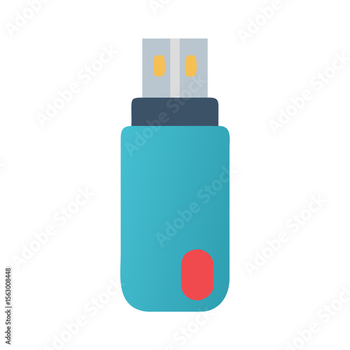 Illustration of a blue USB stick on black background