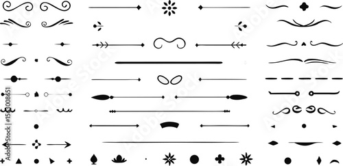 Decorative Line Dividers: Vintage Flourishes, Ornate Separators, Elegant Text Breaks, Vector Design Elements for Graphic Design & Web Design