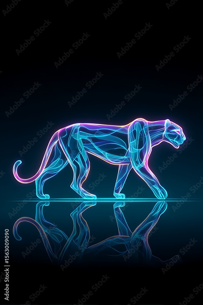 neon panther digital energy glow fractal neon panther digital energy glow fractal