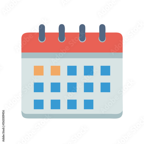 Flat design calendar icon with selected date and schedule
