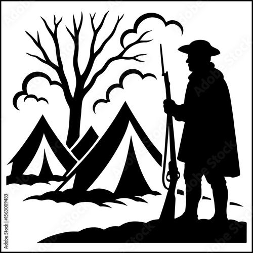 Valley Forge Encampment Silhouette Vector