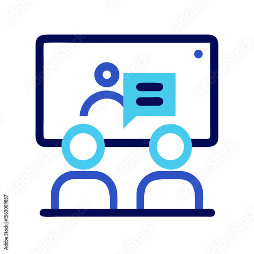 Online meeting or presentation with audience and speech bubble