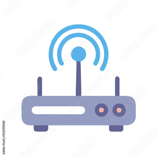 Stylized flat illustration of a wireless internet router