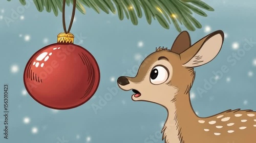 Adorable Christmas Deer Animated A Festive Holiday Illustration