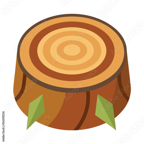 A tree stump with visible rings, a detailed and natural icon for time, age, and nature's history.