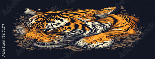 tiger on the black background