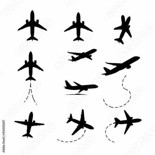 Airplane Silhouettes and Icons Collection