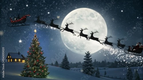 Enchanting Christmas Deer Animated A Magical Night Flight Under the Full Moon