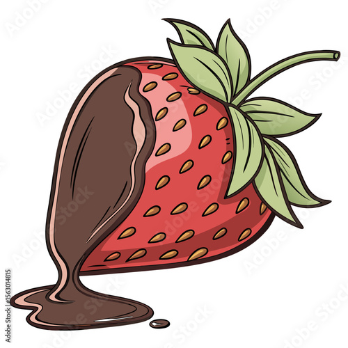 A strawberry dipped in chocolate isolated on white background