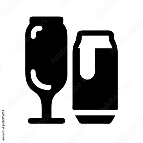 Vector Illustration of a Drinking Glass and a Metal Can