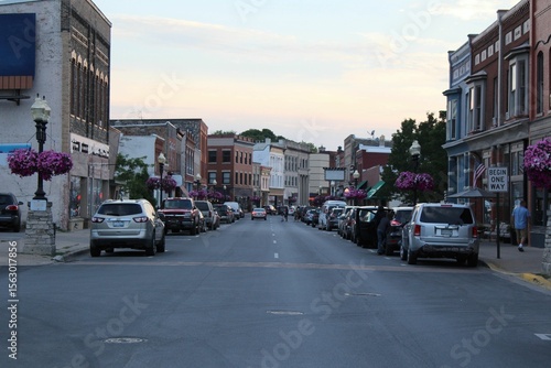 Fototapeta Naklejka Na Ścianę i Meble -  charming small town in the USA at dusk